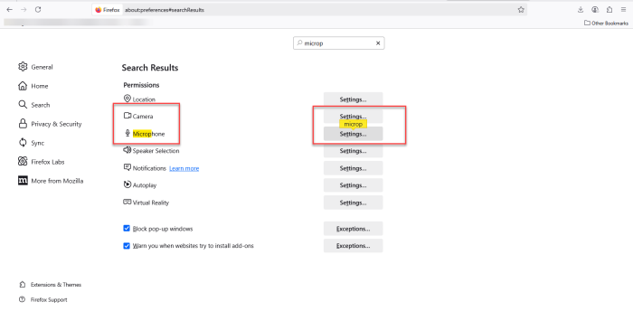 تنظیمات مرورگر فایرفاکس